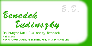 benedek dudinszky business card